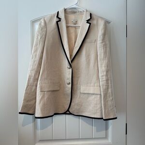 Women's Cream Blazer with Navy Trim